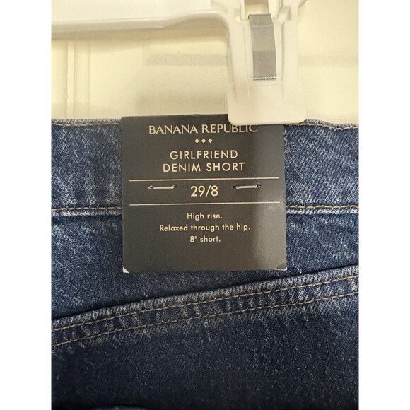 Banana Republic Jean Shorts Size 29 8 Girlfriend Dark Wash Blue Denim NWT - Picture 4 of 7